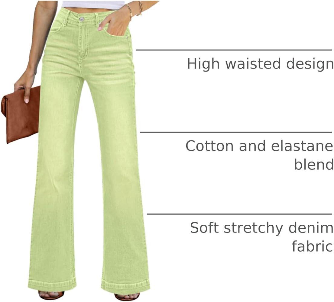 GRAPENT Womens Flare Jeans High Waisted Wide Leg Baggy Jean for Women Stretch Denim Pants | Amazon (US)