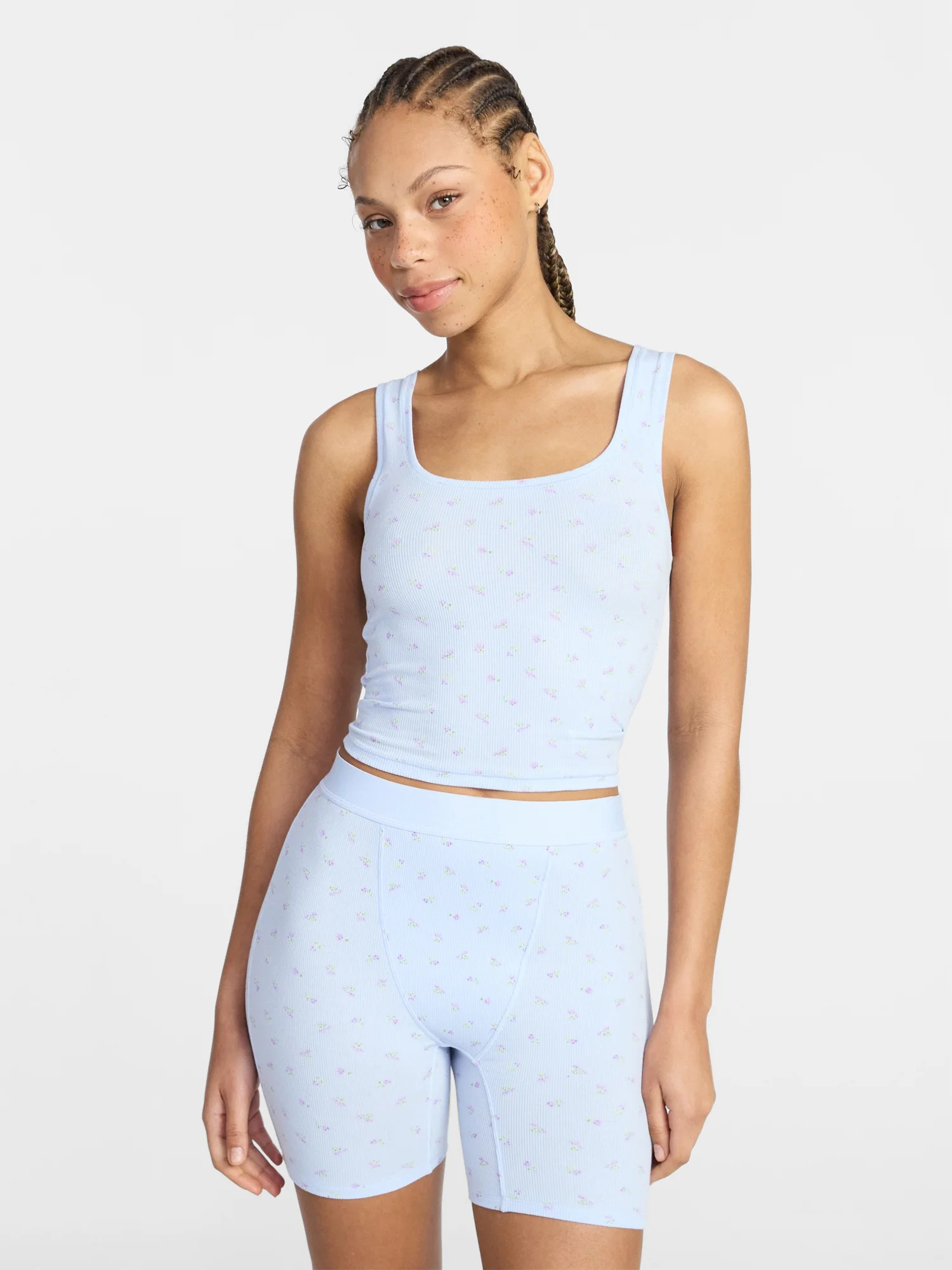 No Boundaries Cotton Stretch Ribbed Cropped Tank Top, Women's XS-3XL | Walmart (US)