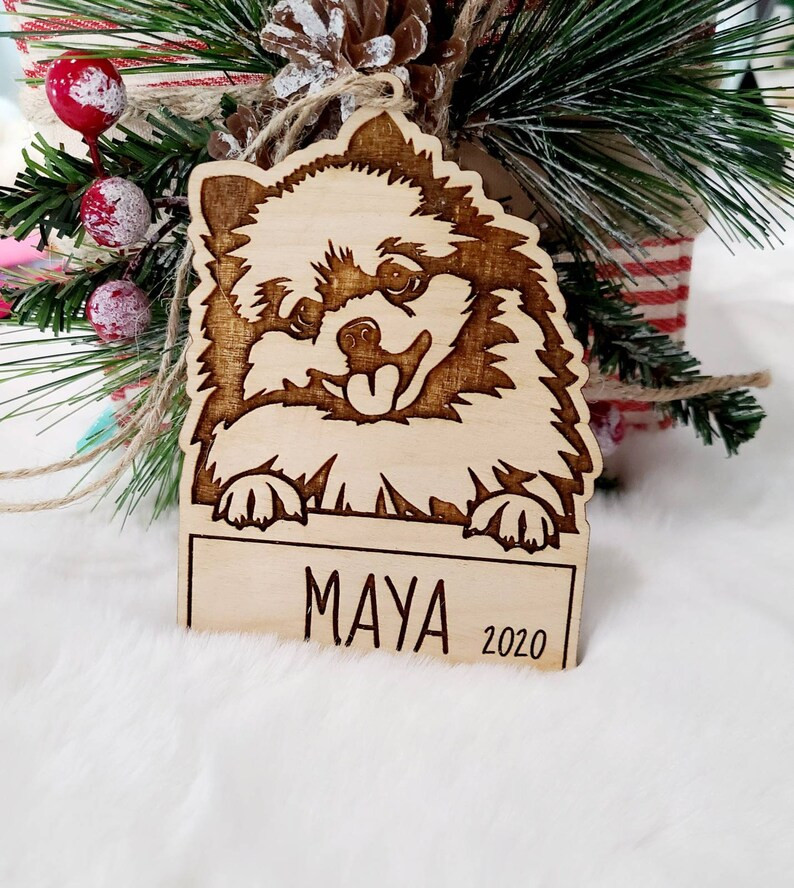 Personalized Pomeranian Ornament, Wooden Pomeranian Laser Engraved Tag, Gift for Dog Lover, Dog M... | Etsy (US)