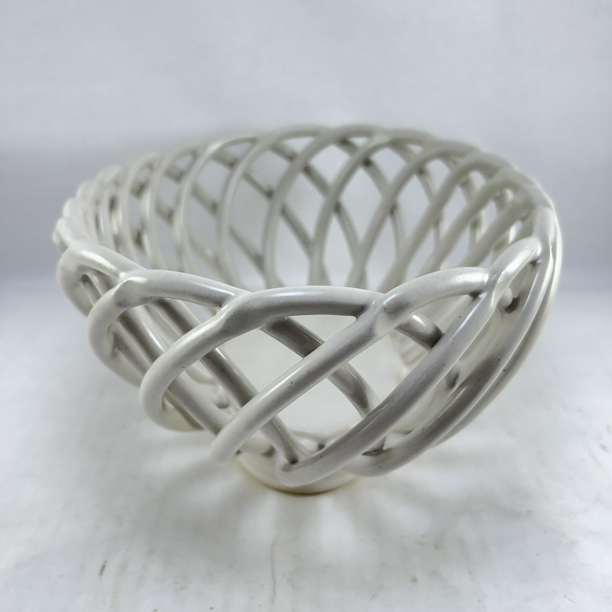 Vintage White Lattice Open Weave Bread Basket Bowl 8x10” | eBay US