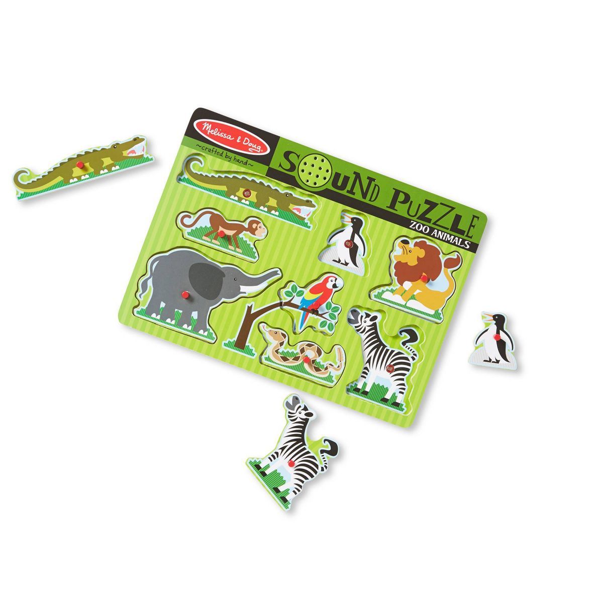 Melissa And Doug Zoo Animals Wooden Peg Sound Puzzle 8pc | Target