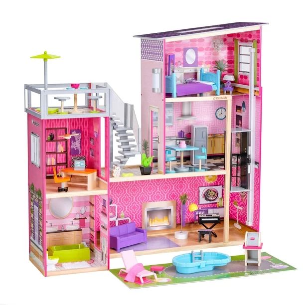 KidKraft Uptown Wooden Dollhouse with 36 Accessories | Walmart (US)