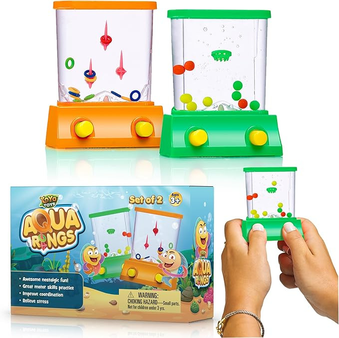 YoYa Toys Aqua Rings Handheld Water Game - Set of 2 - Water Ring Toss and Basketball Hoop Toy - G... | Amazon (US)
