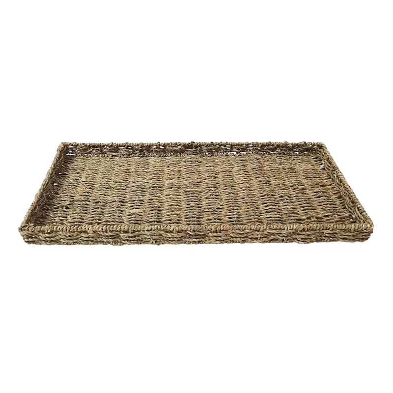 Neutral Woven Decorative Tray, 24x11 | At Home