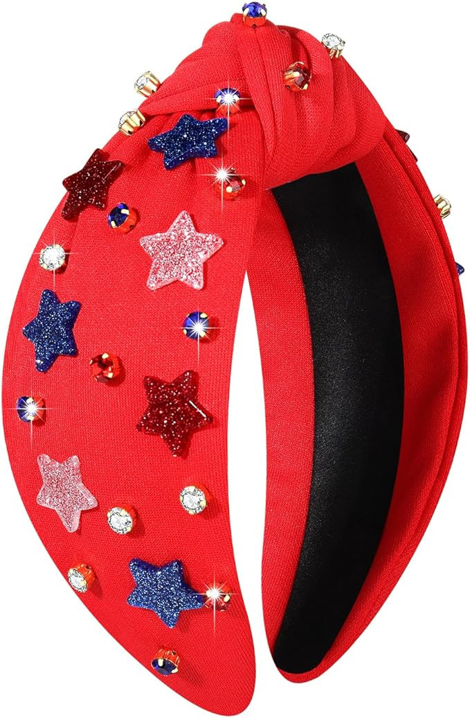 4th of July Headbands for Women American Flag Headband Patriotic Star Knotted Headband 4th of Jul... | Amazon (US)