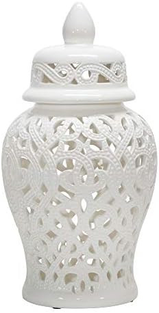 Sagebrook Home 15405 Ceramic 18" Cut-Out Temple Jar, White | Amazon (US)