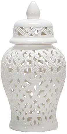 Sagebrook Home 15405 Ceramic 18" Cut-Out Temple Jar, White | Amazon (US)