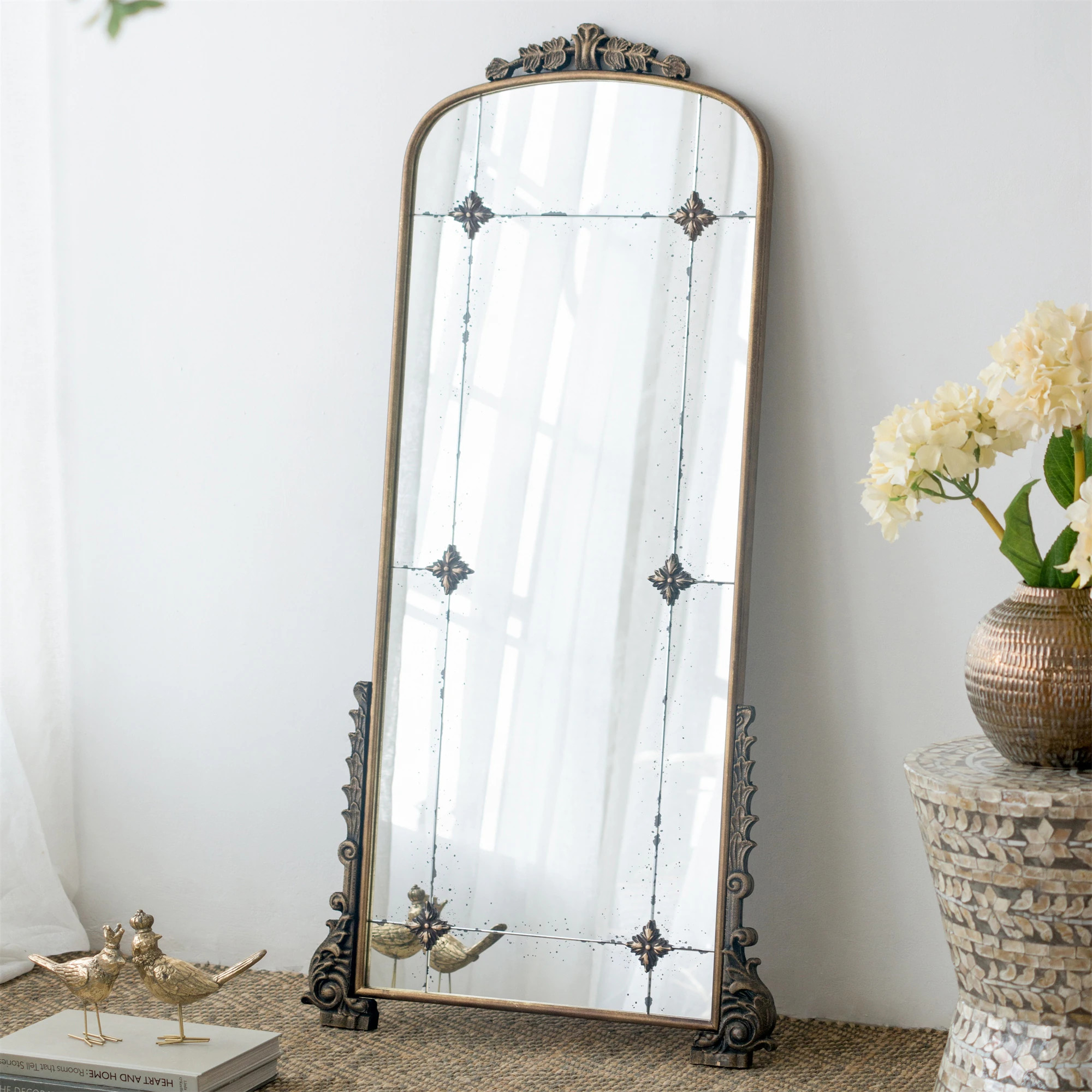 Antique Gold Arched Full Length Mirror with Metal Frame | Bed Bath & Beyond