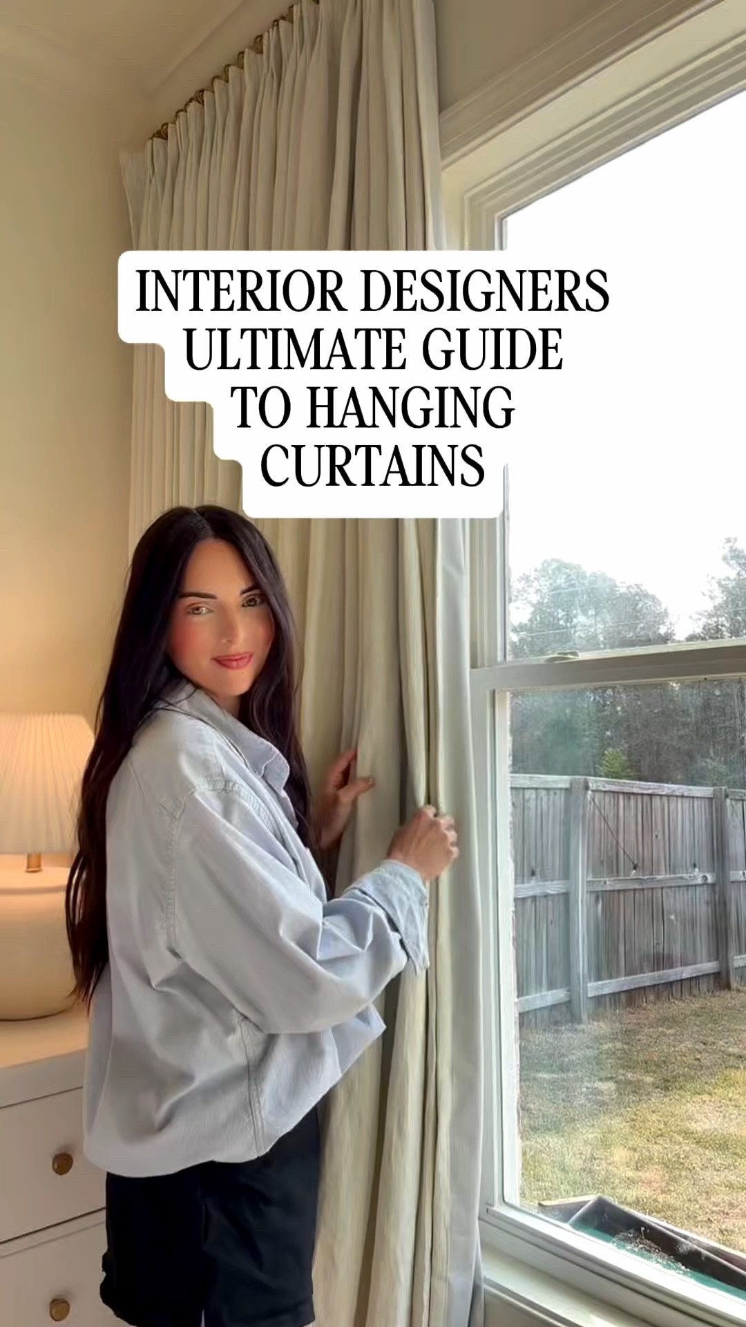 If your room feels unfinished, I can almost guarantee this is why…
👉 your curtains are hung wrong.

This is one of the most common design mistakes I see — and it has nothing to do with your furniture or decor. It’s all about placement and proportions.

The way you hang your curtains can completely change how your space feels.

When you hang them too low (right on top of the window frame), you:
• visually shorten your ceilings
• make your windows look smaller
• create that “builder-grade” look

But when you hang them correctly — everything shifts.

Here’s the standard I use in every space:
→ hang your curtain rod 8–12 inches above the window frame OR just below the ceiling line

From there, your exact rod height will depend on your ceiling height — which is why I broke it all down in this guide so you don’t have to guess.

Because once you get this right:
• your ceilings instantly look taller
• your windows feel larger and more custom
• your entire room looks more elevated

And don’t stop at height — proportions matter just as much:
• extend your rod wider than your window (this lets in more light + makes windows feel bigger)
• use enough panels (1.5x–2x fullness minimum for that full, luxe look)
• make sure your curtains hit the floor (no hovering — ever)

If you have tall ceilings (10 ft, 11 ft, 12 ft+), this becomes even more important.
Short or improperly placed curtains will completely throw off the scale of your room.

This is one of those small changes that makes a massive difference.

Save this before your next home update 🤍