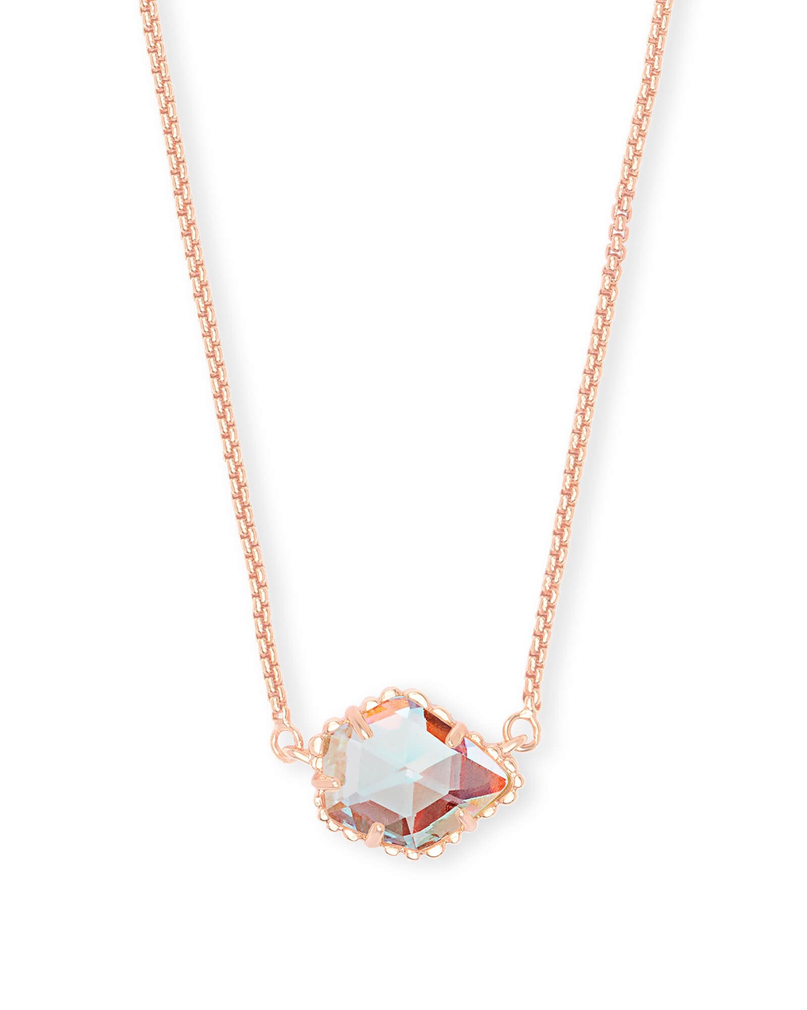 Tess Rose Gold Pendant Necklace in Dichroic Glass | Kendra Scott
