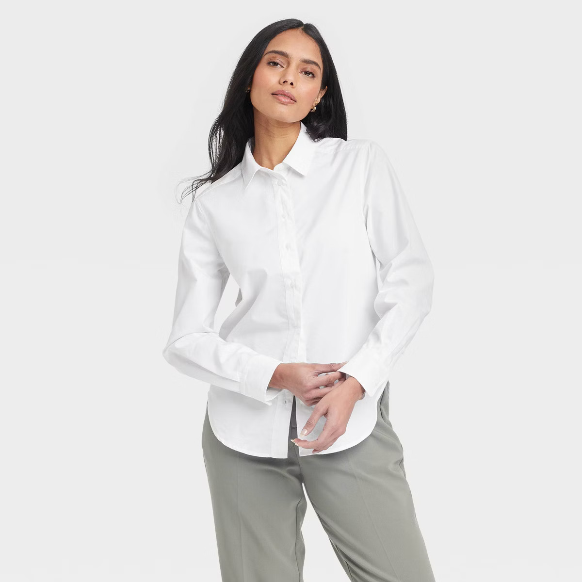 Women's Long Sleeve Button-Down Boyfriend Shirt - A New Day™ | Target