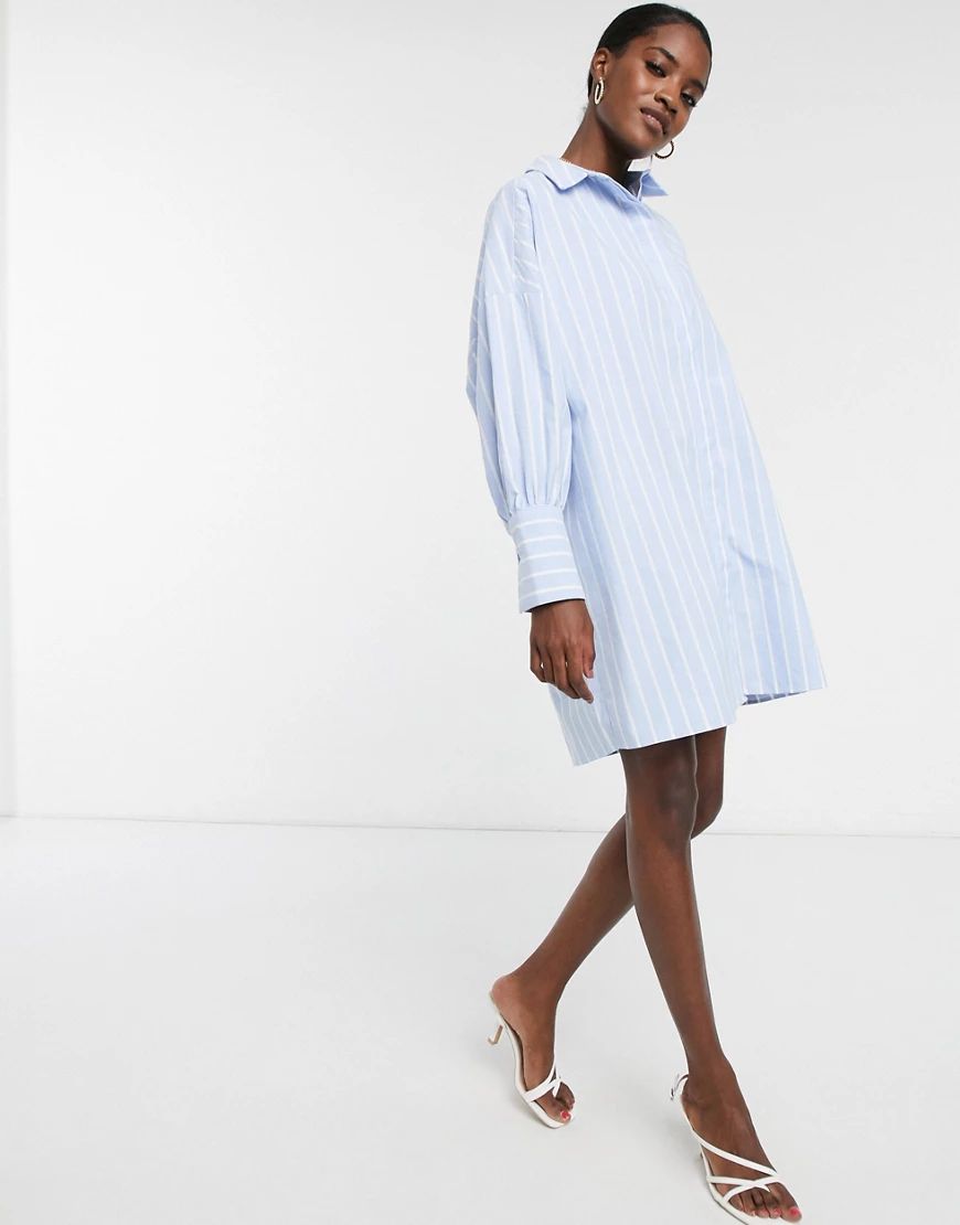 ASOS DESIGN cotton oversized striped mini shirt dress-Multi | ASOS (Global)