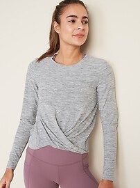 Relaxed Breathe ON Twist-Hem Cropped Top for Women | Old Navy (US)