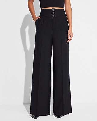 Express x Simon Spurr Super High Waisted Corset Waist Wide Leg Pant | Express