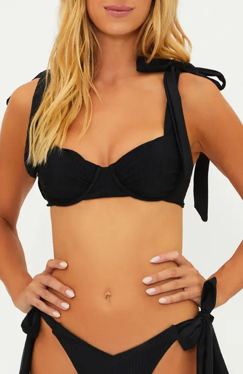 Beach Riot Delilah Tie Strap Swim Top in Black at Nordstrom, Size Small | Nordstrom