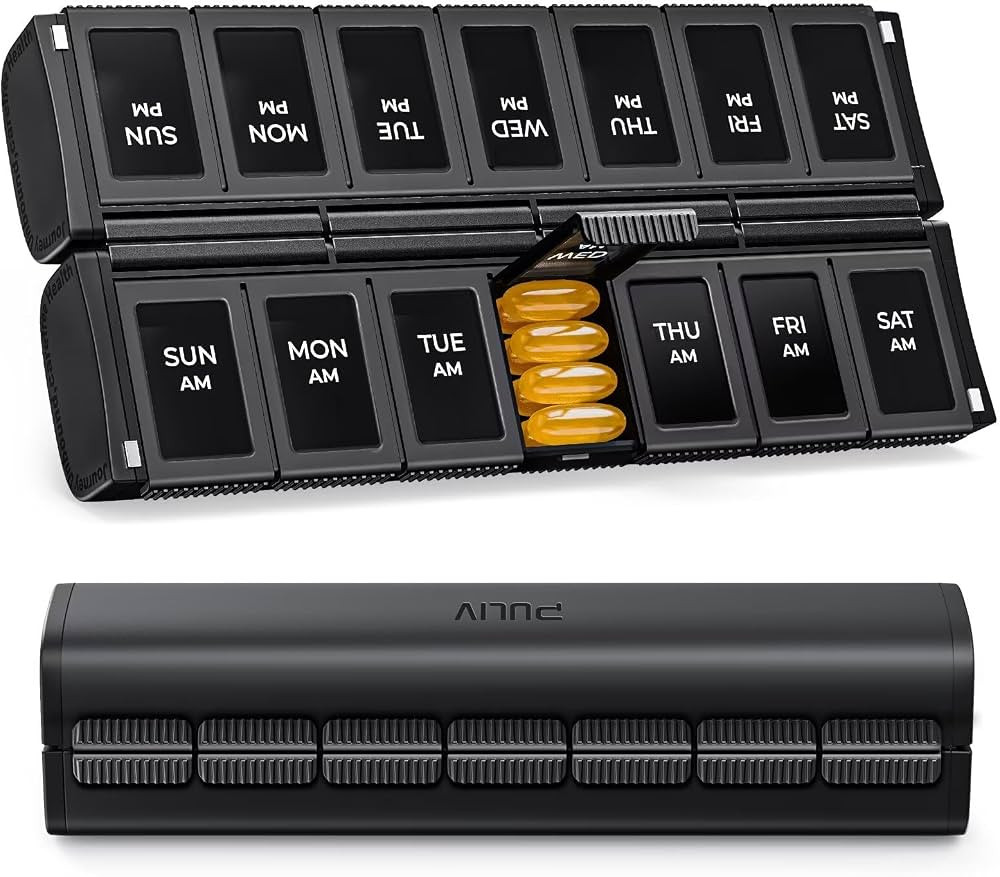 PULIV Weekly Pill Organizer 2 Times a Day with Magnetic Foldable Design for Dual Protection, Larg... | Amazon (US)