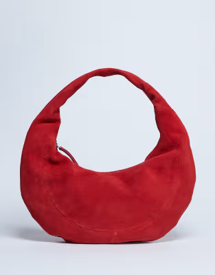 Topshop Cian real suede scoop grab bag in red | ASOS (Global)