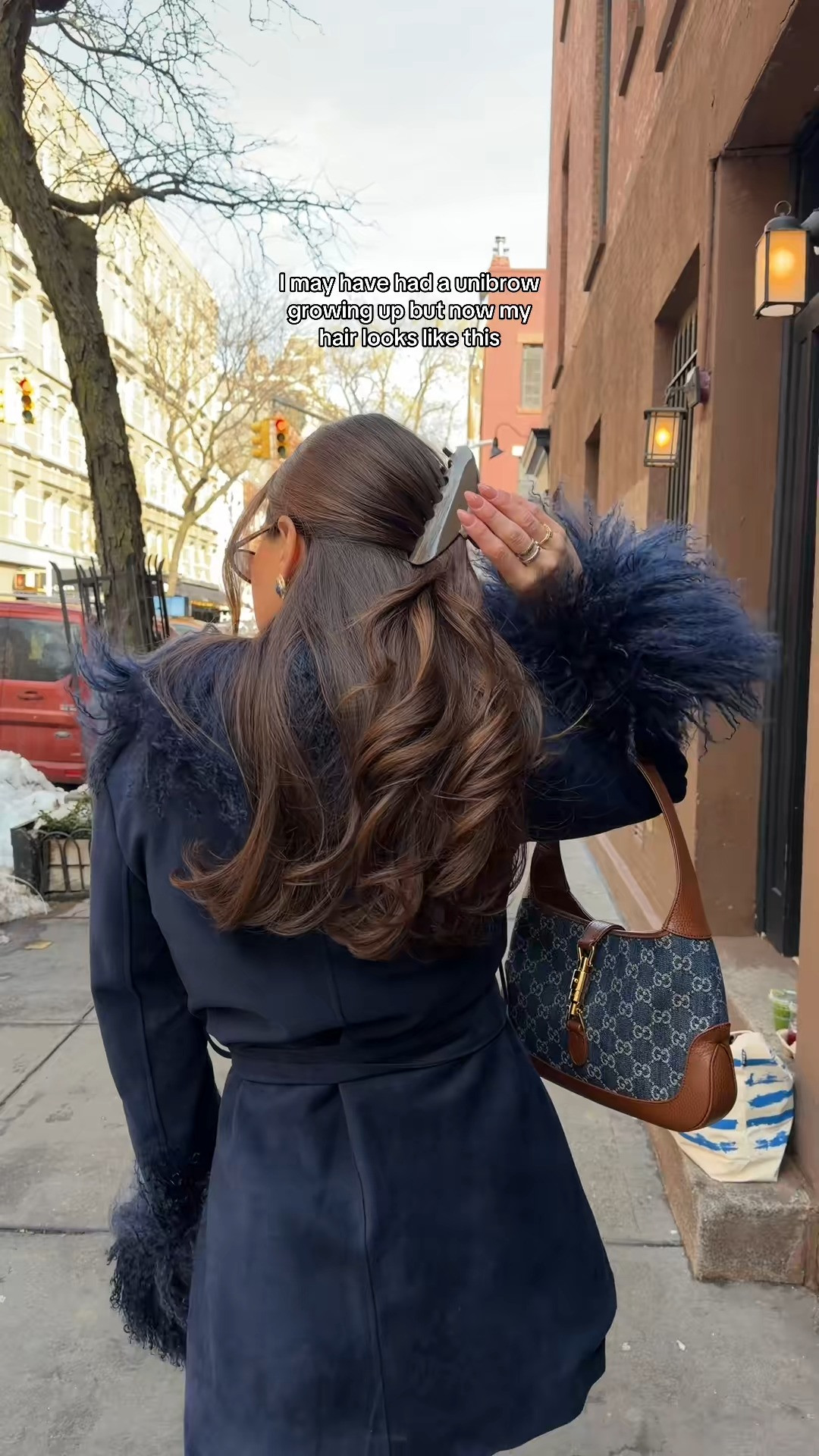 Very strong hair genes over here! Sharing my outfit here ✨🤍 Susana Chow coat, Schutz tall black boots + Gucci denim bag. 

 #LTKgrwm #LTKootd #LTKSeasonal