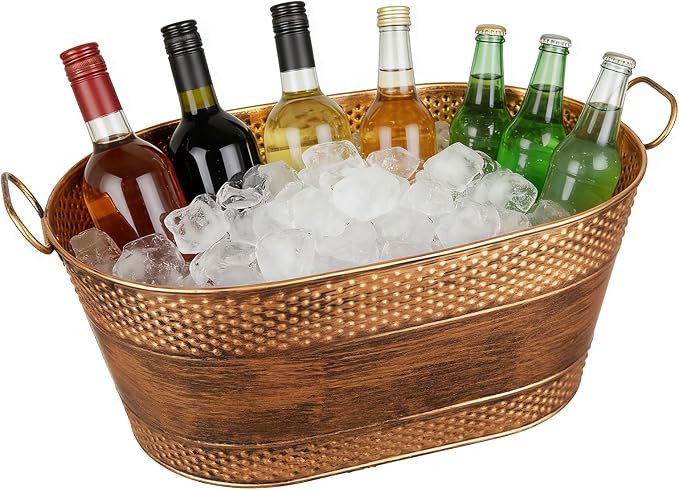 1 Pack 4 Gallon Galvanized Ice Bucket, Large Galvanized Beverage Tub Ice Bucket for Parties, Thic... | Amazon (US)