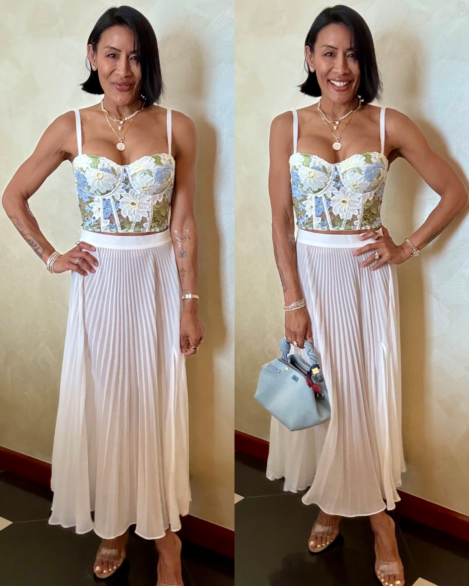 Girly girl mood. 💐 Skirt is sheer and unlined so I am wearing nude colored boy shorts.

Use code TANIAB for jewelry. 

#LTKPetite #LTKOver40 #LTKStyleTip