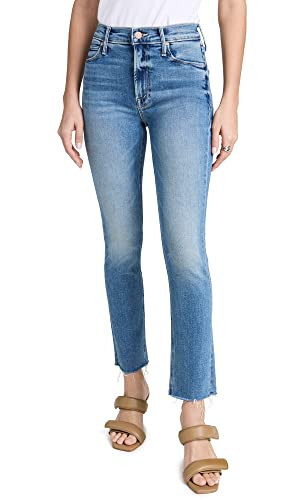 MOTHER Women's Mid Rise Dazzler Ankle Fray Jeans, Riding The Cliffside, Blue, 23 | Amazon (US)