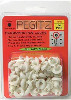 Pegitz Pegboard Peg Locks 50PCS (1/4 inch, White) | Amazon (US)