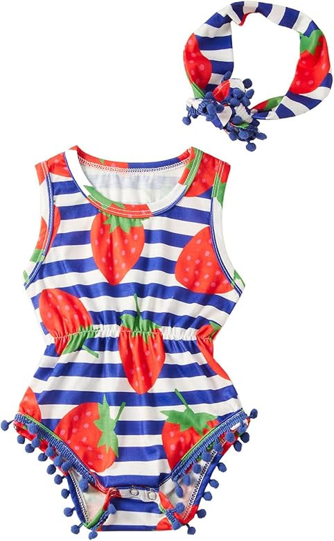 Ahegao 0-24 Months Baby Floral Romper Toddlers Outfits Infant Playsuits + Headband Jumpsuit | Amazon (US)