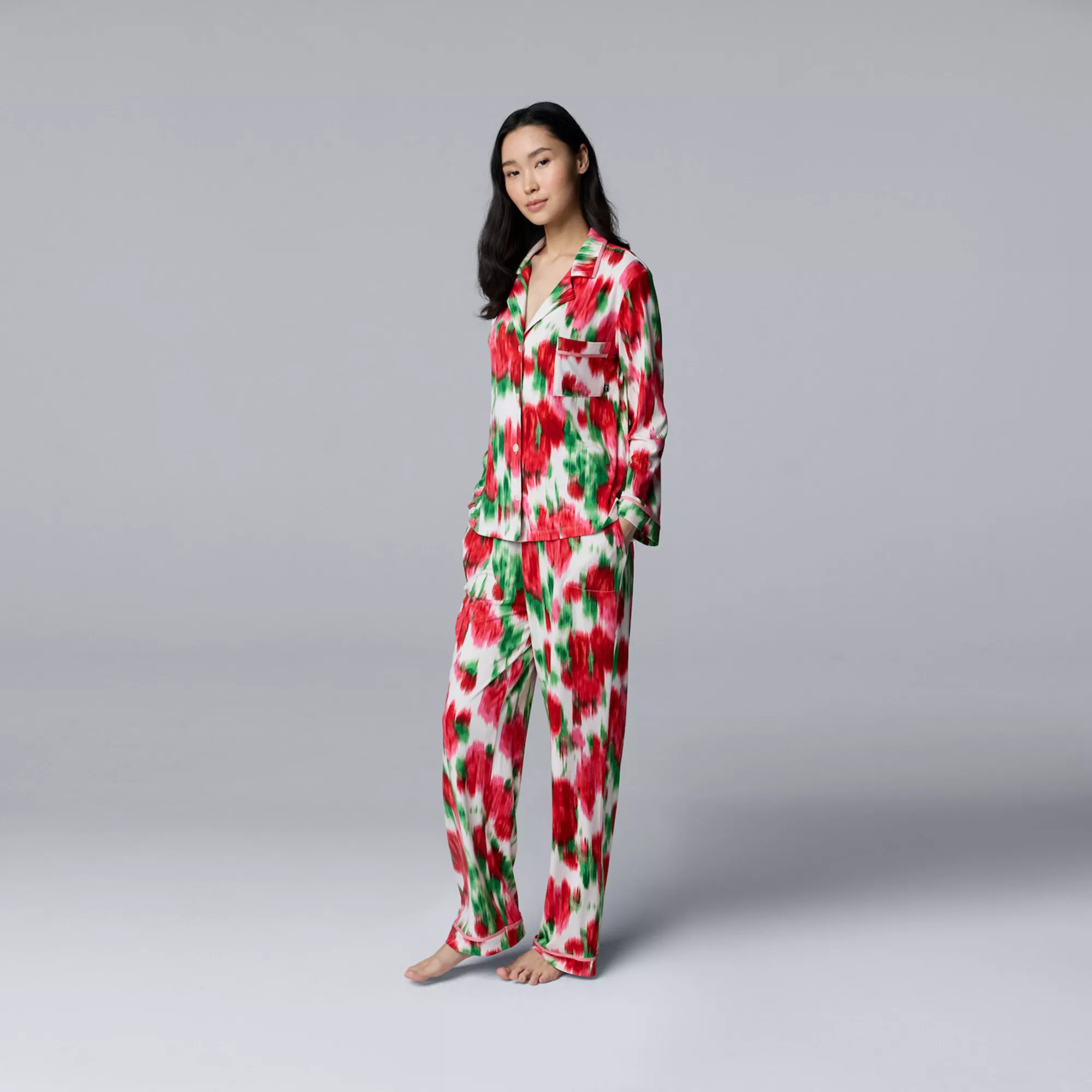 Women's Simply Vera Vera Wang Cozy Long Sleeve Pajama Top & Pajama Bottoms Set | Kohl's