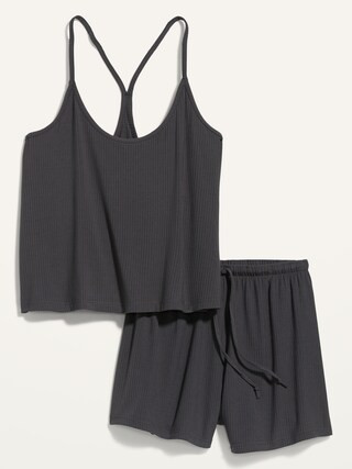 Sunday Sleep Rib-Knit Pajama Tank Top and Shorts Set for Women | Old Navy (US)