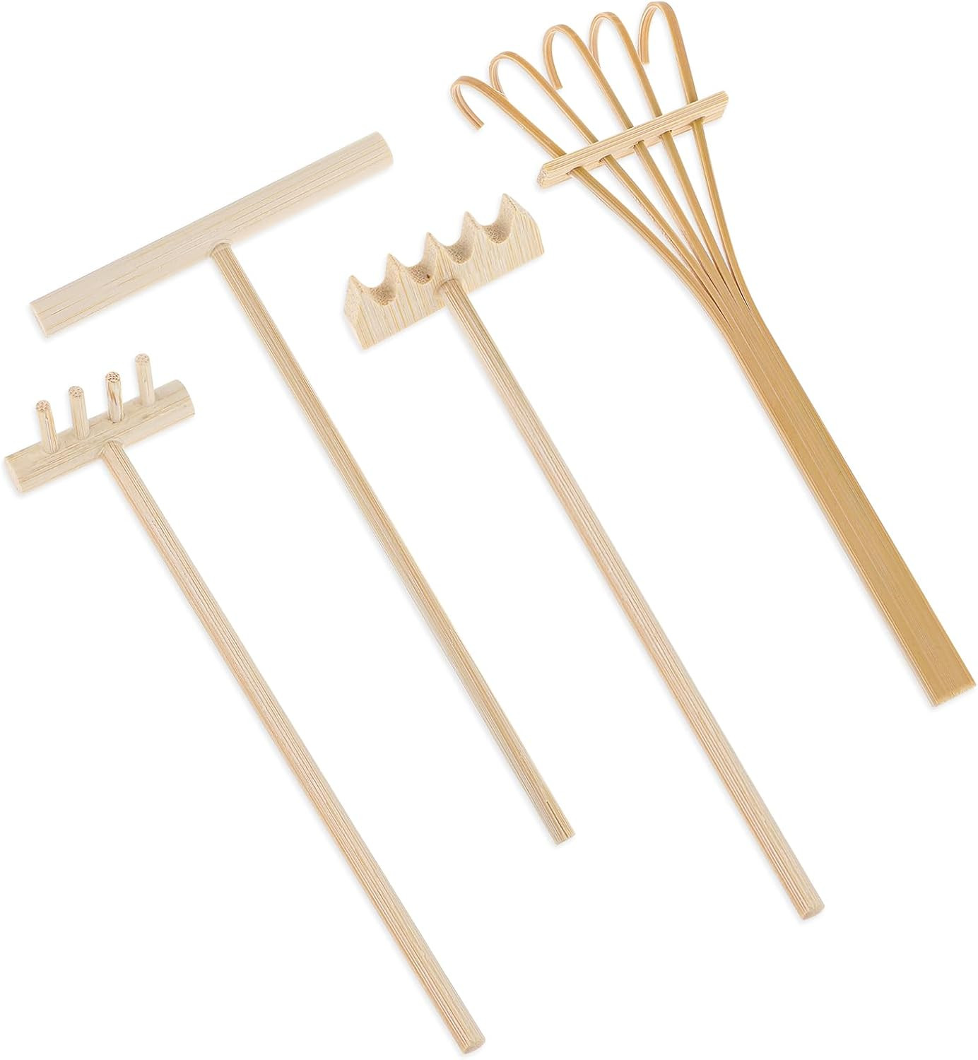 4 Pack Miniature Tabletop Rock Sand Zen Garden Accessories, Mini Zen Garden Rake Tools, Zen Sand Garden Rake Set, Small Rakes for Garden Beds, Mini Sand Stamp Rakes for Home Gift Garden Decor | Amazon (US)