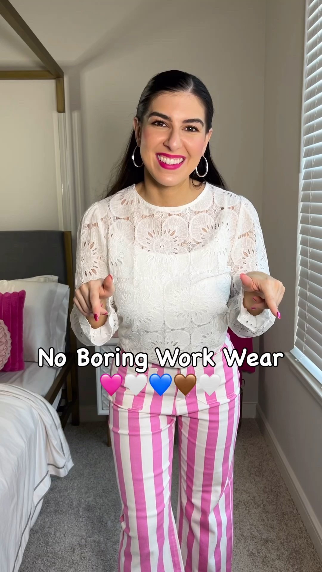 Amazon Non Boring Work Wear 🩷💙 Styling stripe print today with these super cute striped pants with an Eyelet Lace Top and a fun Striped Ruffle Top with brown jeans. Office outfits for spring from Amazon Fashion. 


#LTKWorkwear #LTKootd #LTKSeasonal