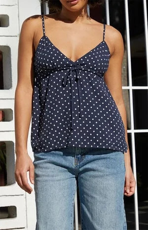 John Galt Blue Polka Dot Edith Tank Top | PacSun