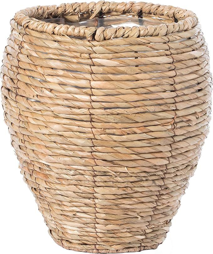 Vintiquewise Woven Round Flower Pot Planter Basket with Leak-Proof Plastic Lining- Small | Amazon (US)