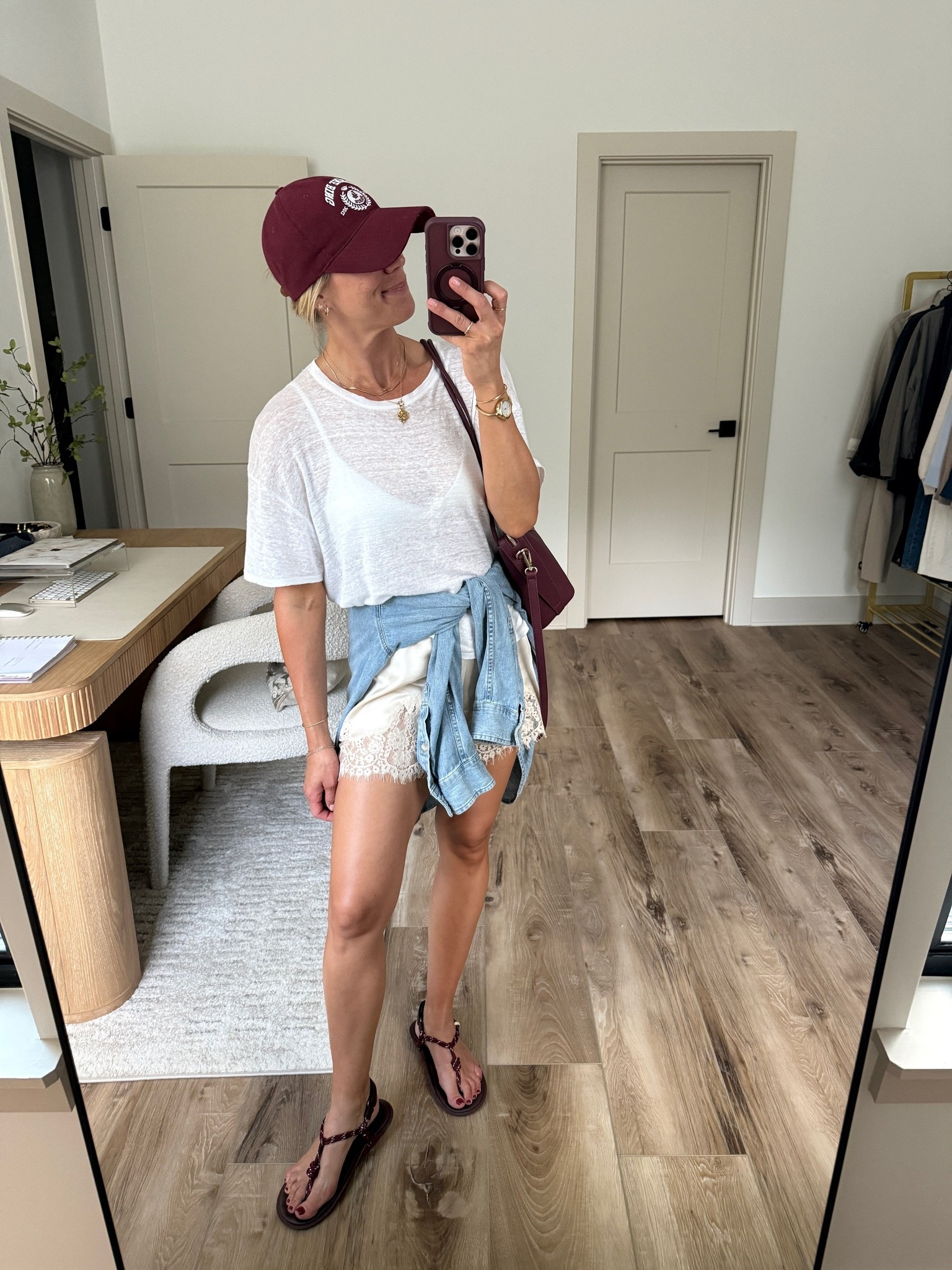 Wearing small linen tee, small silk shorts, XS denim shirt, sandals tts

#LTKOver40 #LTKSeasonal #LTKootd