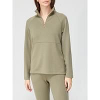 V by Very Premium Soft Touch Half Zip Co Ord Top - Khaki | Very (UK)