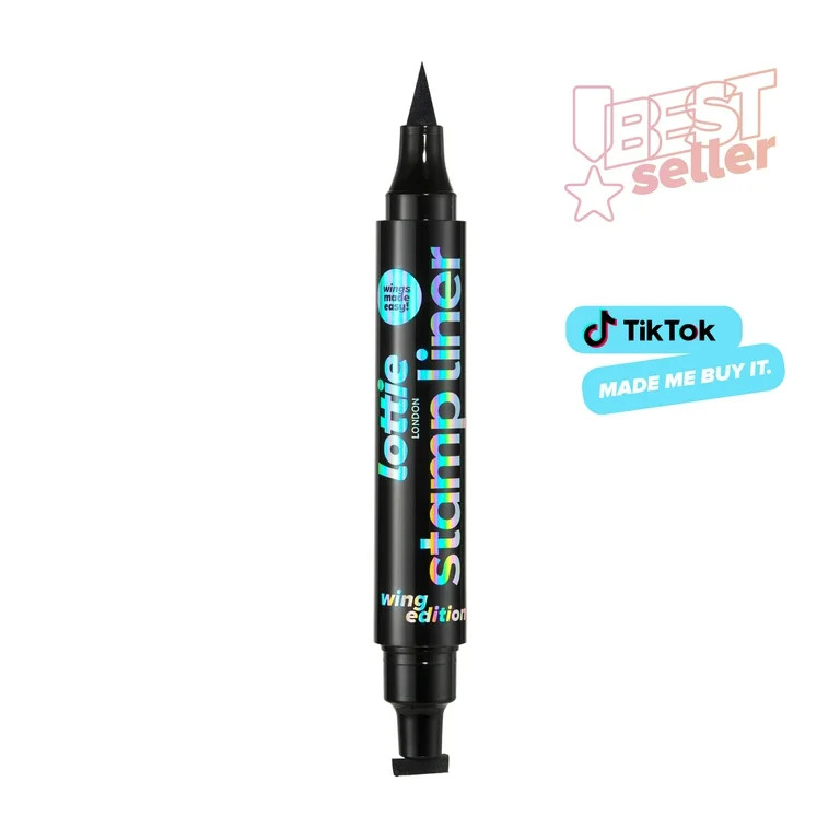 Lottie London Stamp Liner Wing Edition in Black, Duo Ended Wing Stamp & Eyeliner Liquid Pen, 0.12... | Walmart (US)