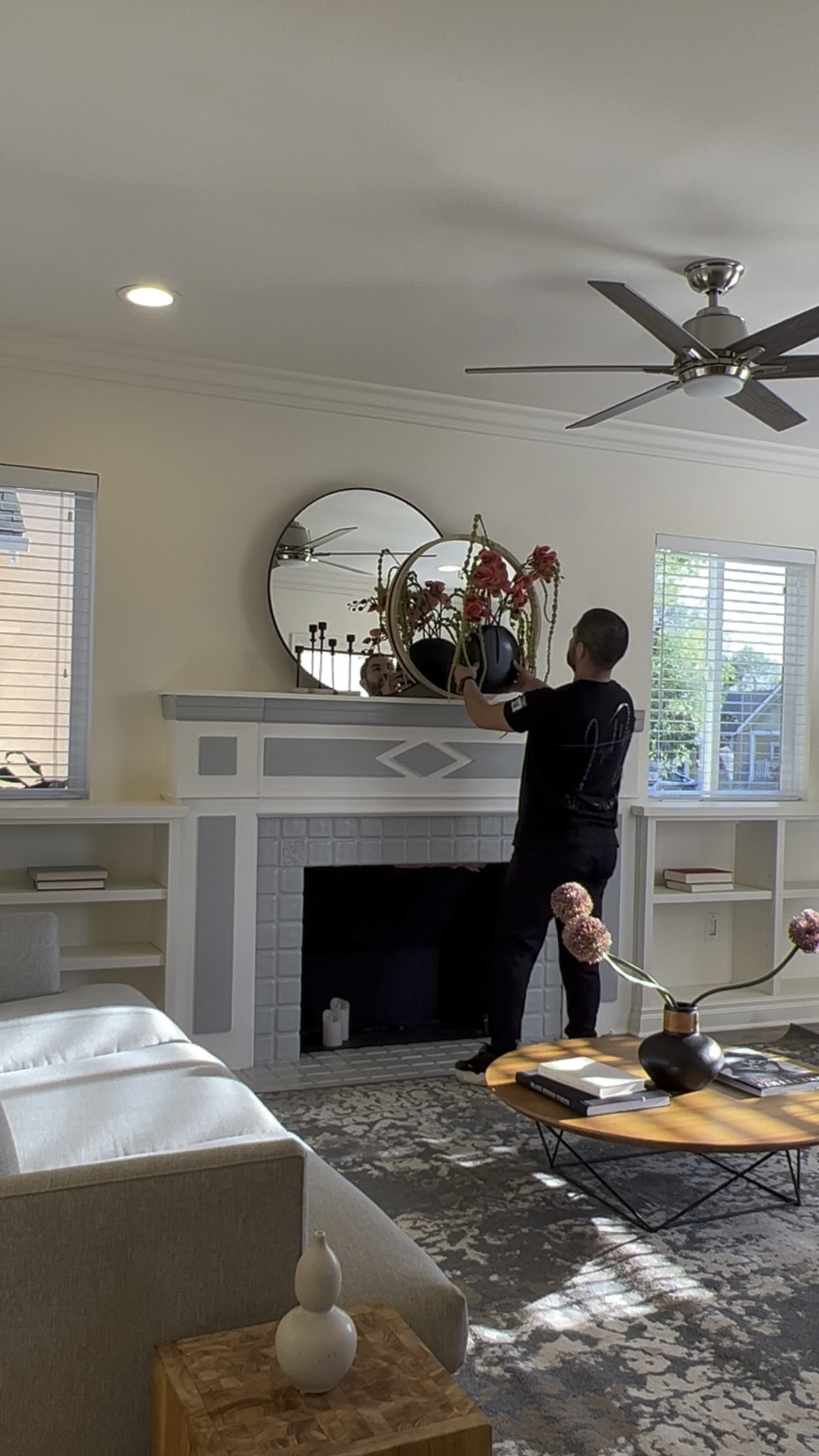 We loved styling this home in LA. It turned out great ! We covered the massive tv wall mount (while the take photos ) with this two mirrors and flower arrangement, furniture super comfy mid century inspired by article. Do you like the result ? 

#LTKGiftGuide #LTKSeasonal #LTKhome