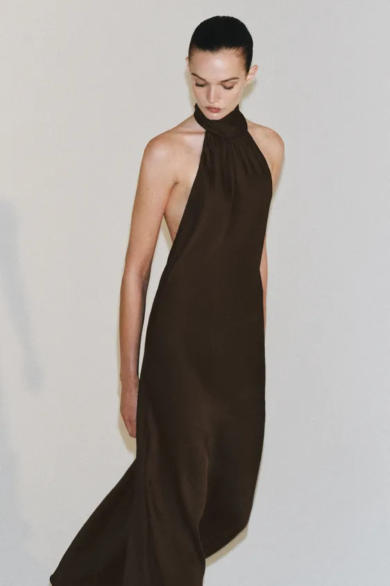 ZW COLLECTION SATIN HALTER DRESS | Zara US