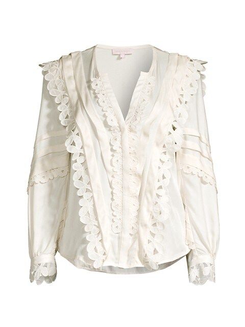 Embroidered Silk-Blend Blouse | Saks Fifth Avenue