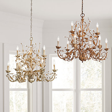 Claire 9 Light Grande Chandelier with Cut Glass Crystals & Leaf Detail | Ballard Designs, Inc.