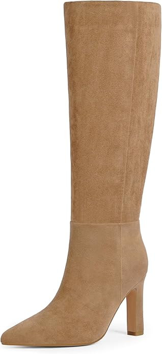 Women Knee High Boots Pointed Toe Block High Heels Long Boots for Women Chunky Knee High Tall Boo... | Amazon (US)