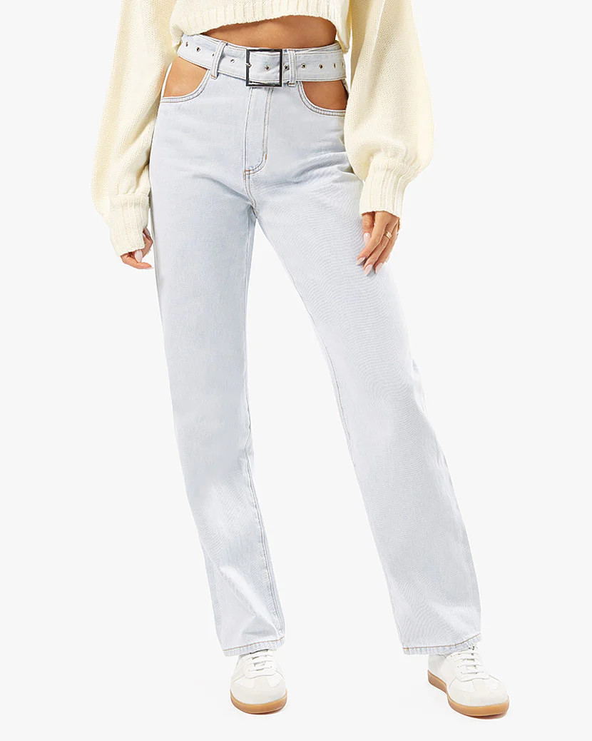 Cut Out Straight Leg Indigo Denim Jean | We Wore What