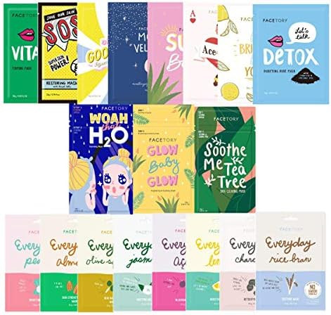 FaceTory 19 Facial Sheet Mask Collection- Hydrating, Moisturizing, Korean Sheet Mask- Skincare Fo... | Amazon (US)
