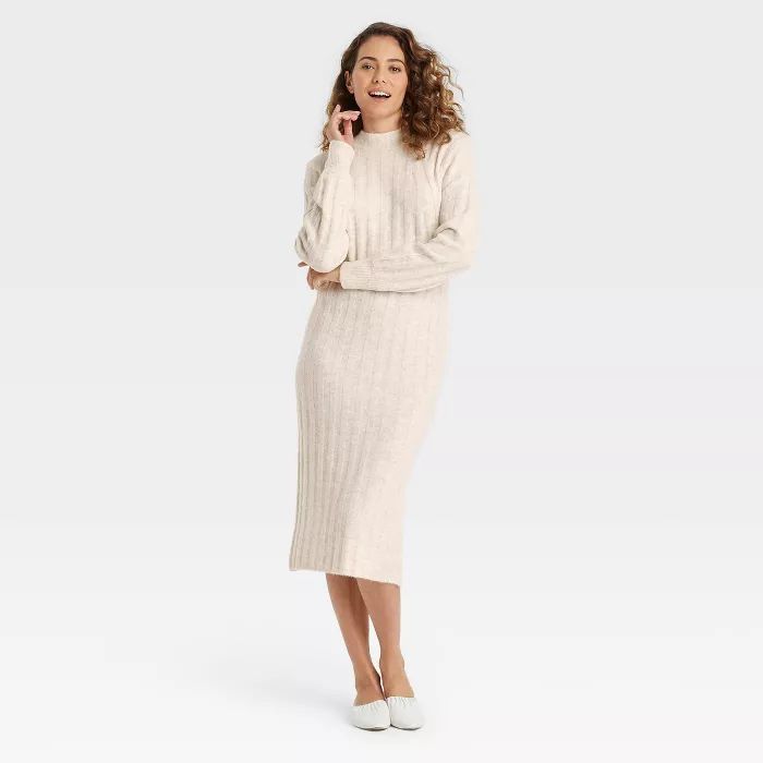 Women's Long Sleeve Rib Knit Sweater Dress - A New Day™ | Target