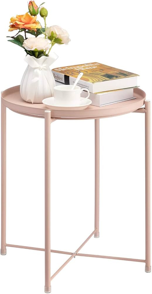 HollyHOME Tray Metal End Table, Sofa Table Small Round Side Tables, Anti-Rust and Waterproof Outd... | Amazon (US)