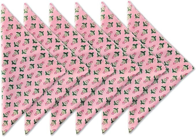 Cotton Print Dinner Napkins 18x18 inches - Washable Cloth Napkins Set of 6 - Everyday Use or Dinn... | Amazon (US)