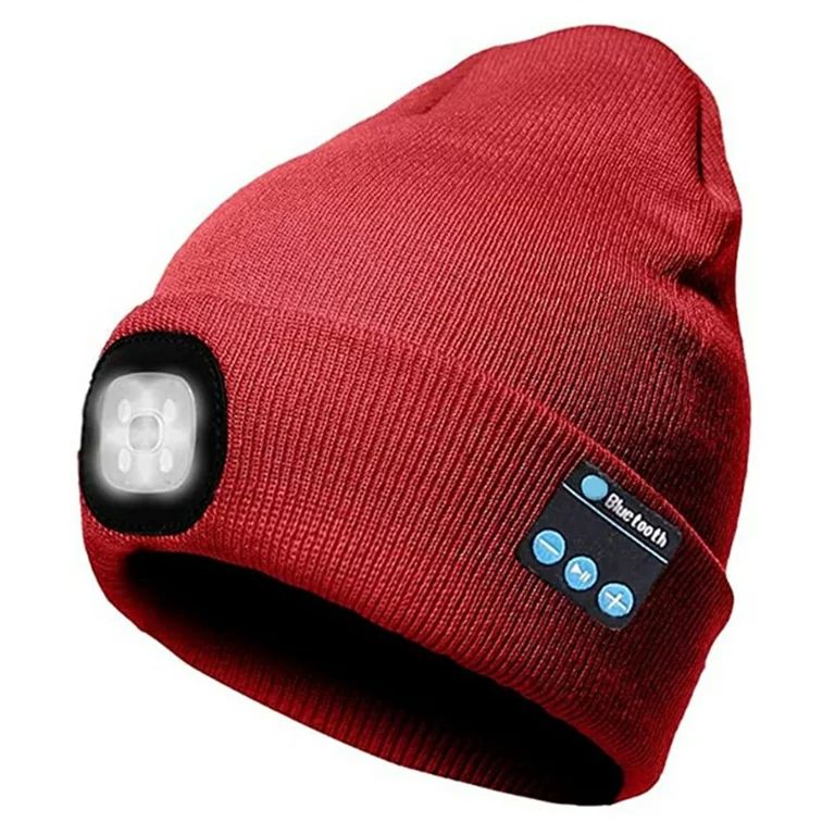 Louist Unisex Bluetooth Beanie Hat with Light,4 LED USB Rechargeable Wireless Headphones Tech Cap... | Walmart (US)