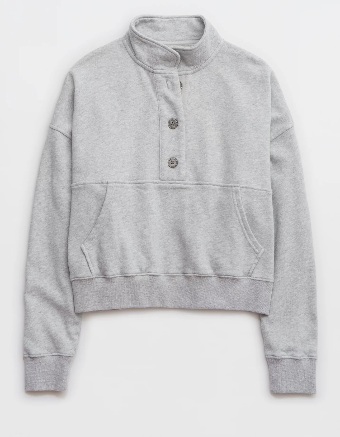 Aerie Button Mock Neck Cropped Sweatshirt | American Eagle Outfitters (US & CA)