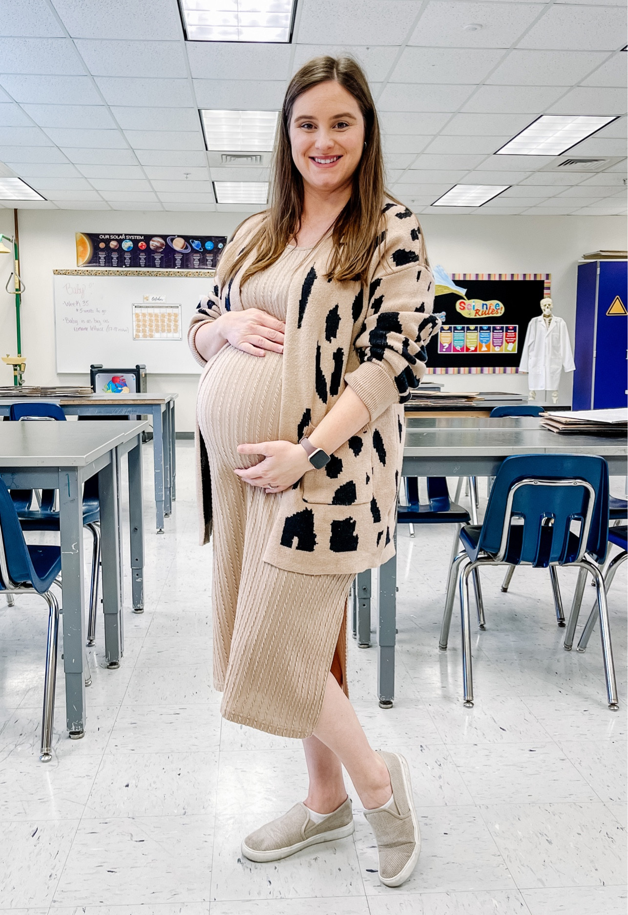Went for a beige monochromatic maternity teacher outfit today. We are at 36 weeks! These items are Amazon finds except for the shoes  

#LTKbump #LTKworkwear #LTKfindsunder50