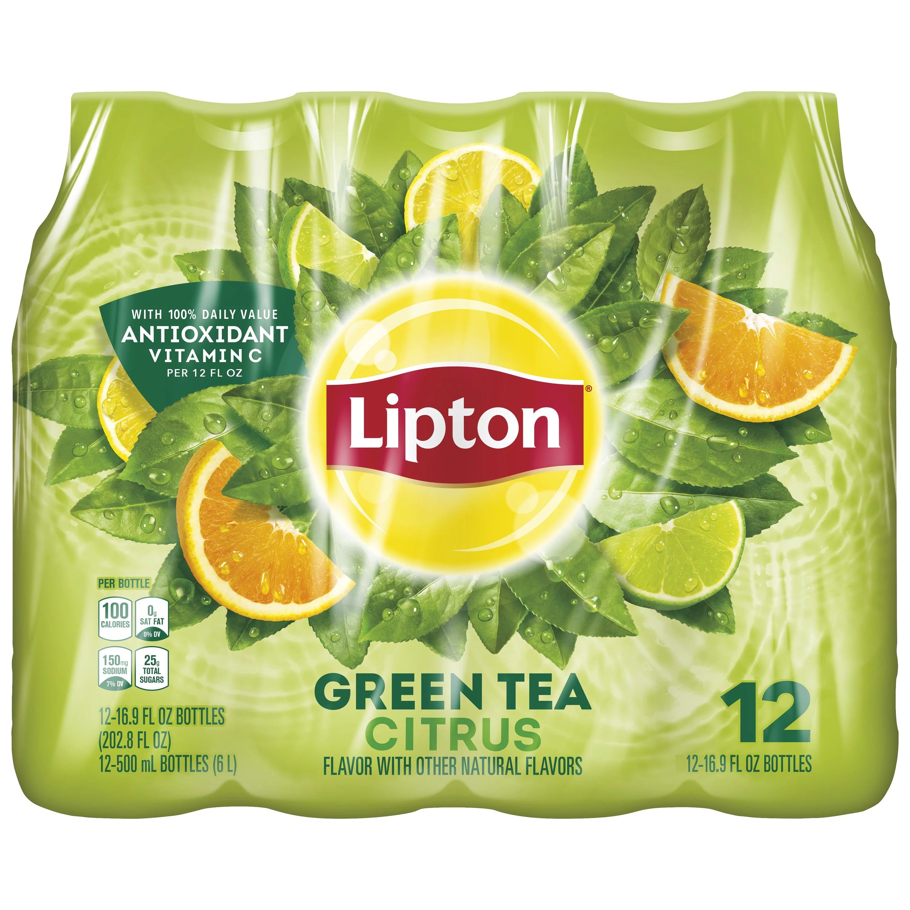 Lipton Green Tea Citrus Iced Tea, 16.9 oz, 12 Pack Bottles - Walmart.com | Walmart (US)